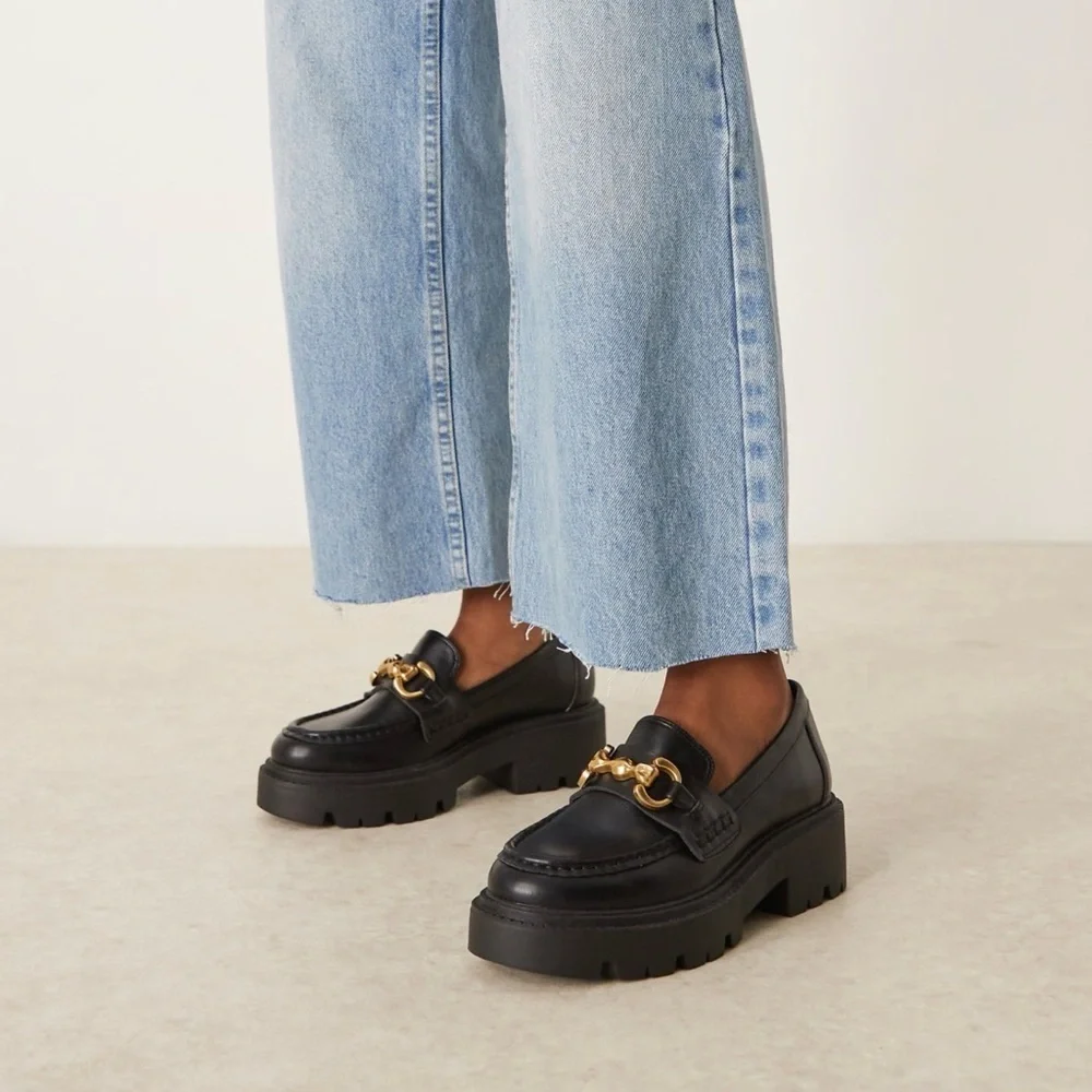 ASOS Black Loafers with Gold Buckle - Picture 9 of 9